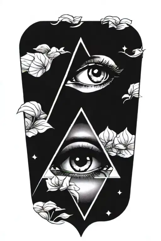 one closed eye inside an inverted triangle tattoo design idea