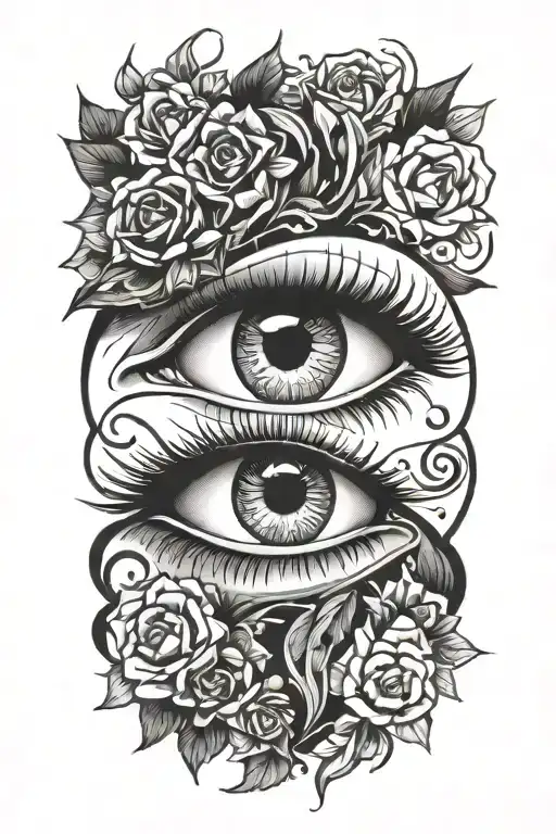 one eye closed tattoo design idea