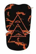 closed eyes inside a reverse triangle tattoo design idea