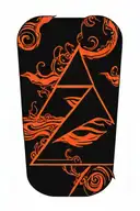 closed eyes inside a reverse triangle tattoo design idea