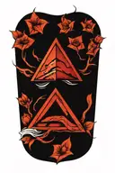 closed eyes inside a reverse triangle tattoo design idea