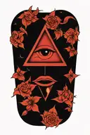 closed eyes inside a reverse triangle tattoo design idea