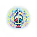 Treble clef illuminated by a lighthouse.. The treble clef will be watermarked.. Number 18 and a peace sign tattoo design idea