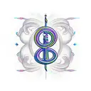 Treble clef illuminated by a lighthouse.. The treble clef will be watermarked.. Number 18 and a peace sign tattoo design idea