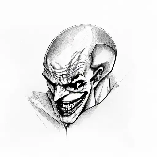 the joker and half a skull tattoo design idea