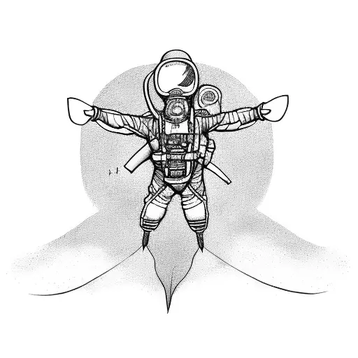 A tattoo of a skydiver falling and holding hands with a scubadiver diving tattoo design idea
