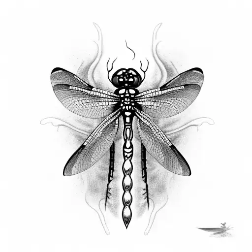 Dragonfly with fire tattoo design idea