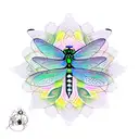 Black Dragonfly with mandala  tattoo design idea