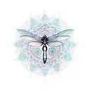 Black Dragonfly with mandala  tattoo design idea