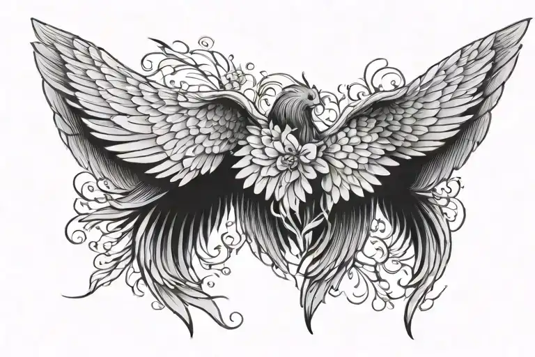 Fallen angel wing tattoo design idea