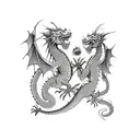 Two Dragons fighting. Their tails intertwinned tattoo design idea