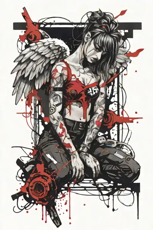 little angel trapped inside ones self tattoo design idea