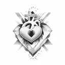 heart love with Christian cross tattoo design idea