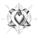 heart love with Christian cross tattoo design idea
