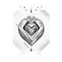 heart love with Christian cross tattoo design idea