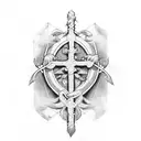 cross with heart tattoo design idea