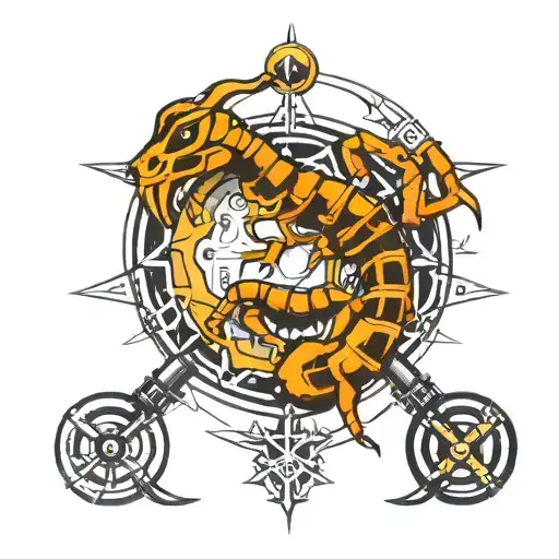 Scorpion and sniper scope tattoo design idea