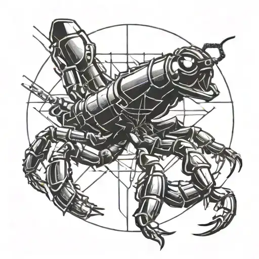 Scorpion and sniper scope tattoo design idea