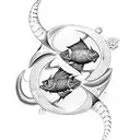 A mystical pisces zodiac with each sign depicted in a unique way tattoo design idea