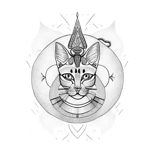 Bastet and Sekhmet in the night Egypt  tattoo design idea