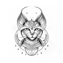 Bastet and Sekhmet in the night Egypt  tattoo design idea