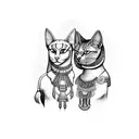 Bastet and Sekhmet in the night Egypt  tattoo design idea
