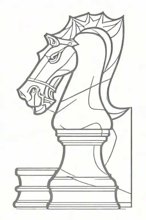 Chess piece, knight, shadowed tattoo design idea