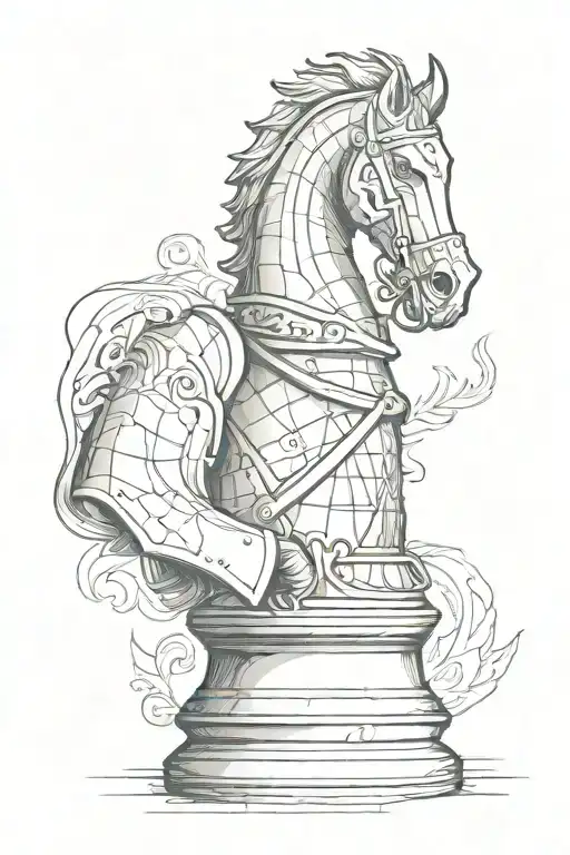 Chess piece, knight, shadowed tattoo design idea