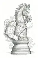 Chess piece, knight, shadowed tattoo design idea
