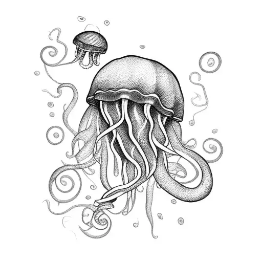 jellyfish crossed anchor  tattoo design idea