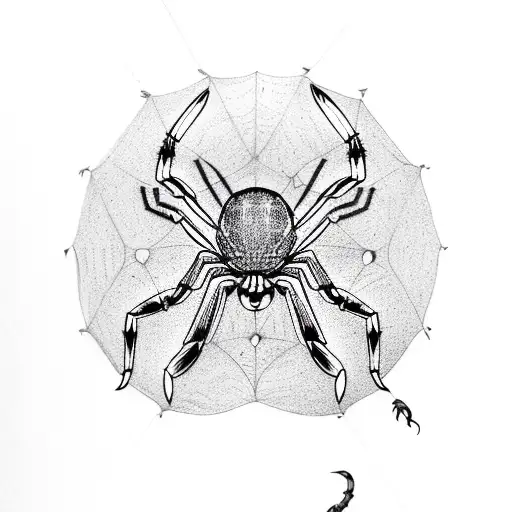  leo zodiac sign and spider climbing down web tattoo design idea