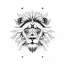 lion with leo sign and spider climbing web tattoo design idea