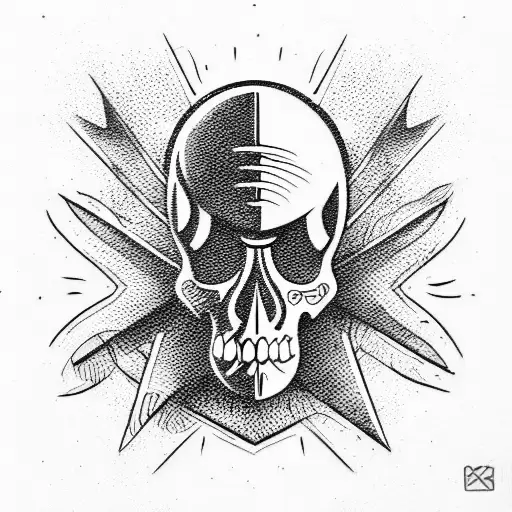 skull steering BMX  teeth tattoo design idea