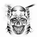 skull steering BMX  teeth tattoo design idea