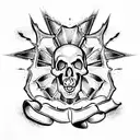 skull steering BMX  teeth tattoo design idea