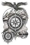 Compass mountains rising Phoenix tattoo design idea