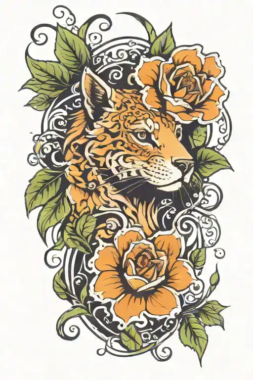 paws of dog, cat, rat, bird, bearded dragon intertwined eith flower and vines tattoo design idea