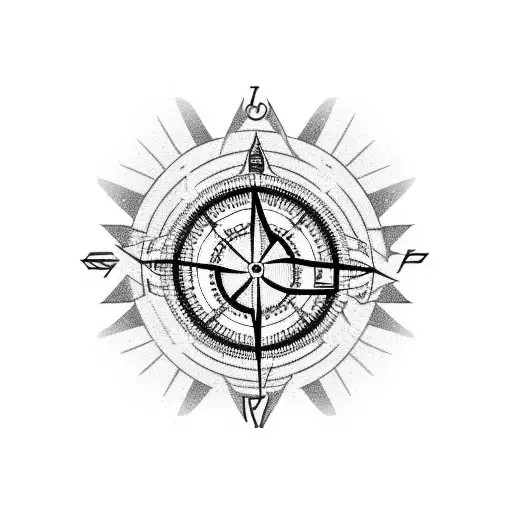 Himalayas with motorcycle and compass tattoo design idea
