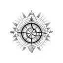 Himalayas with motorcycle and compass tattoo design idea