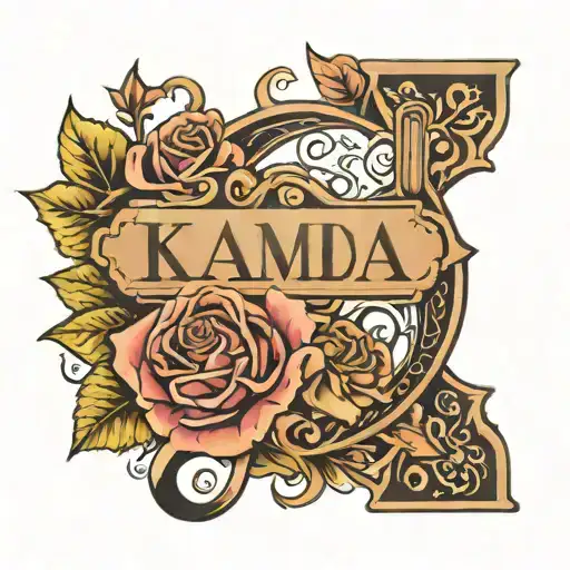 family tattoo design with family name first letters K, J, A, D tattoo design idea