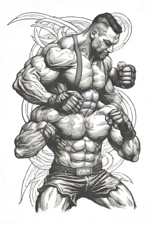 mma fighter grappling tattoo design idea