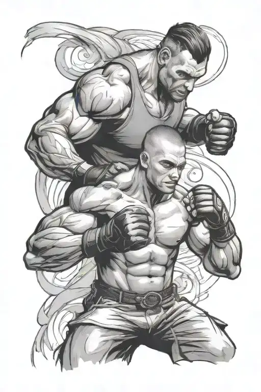 mma fighter grappling tattoo design idea