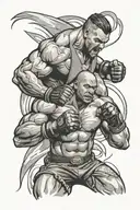 mma fighter grappling tattoo design idea