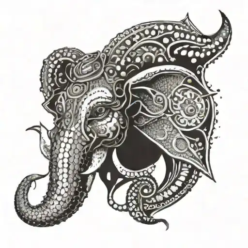 half mythosaur half ganesh face tattoo design idea