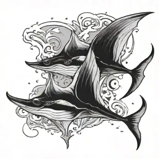 oceanic manta rays radiating tattoo design idea