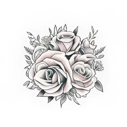 A vibrant bouquet of flowers with Taylor Swift lyrics woven through the stems tattoo design idea