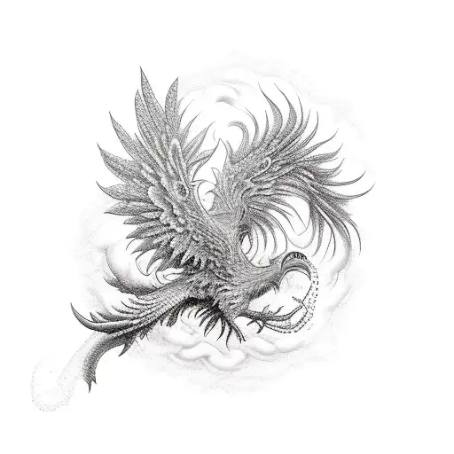 phenix with broken chains tattoo design idea