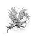 phenix with broken chains tattoo design idea
