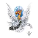 phenix with broken chains tattoo design idea