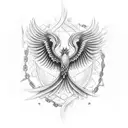 phenix with broken chains tattoo design idea
